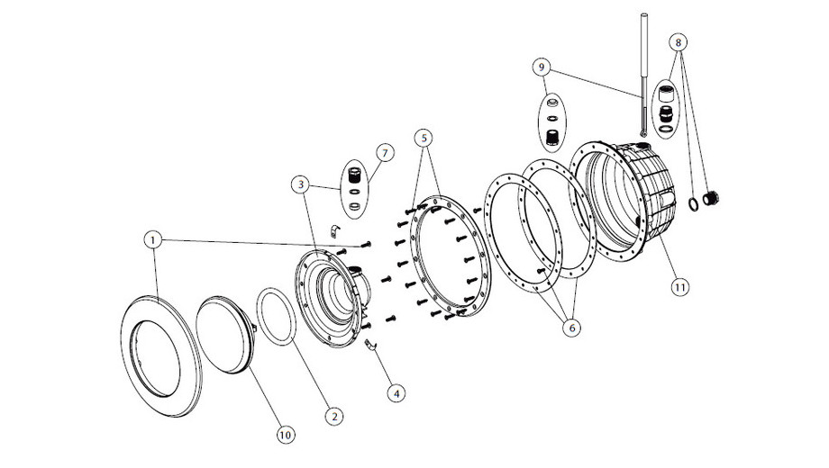 composition du projecteur LED de piscine Astral rgb